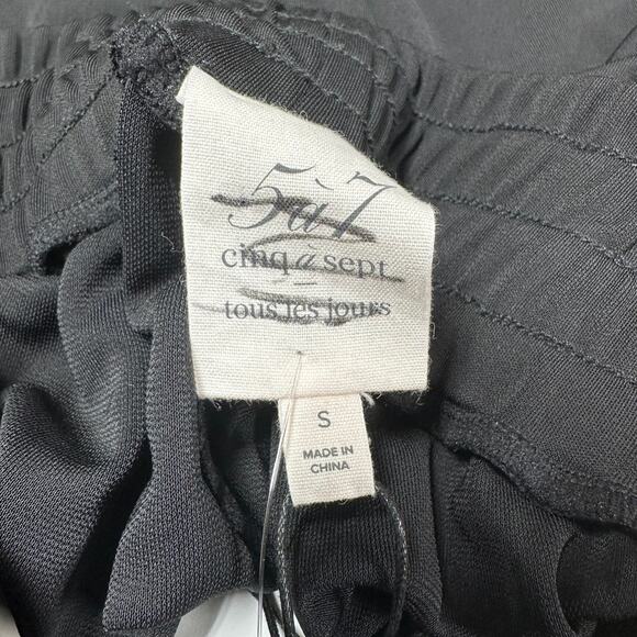 Cinq a Sept NWT Gizele Matte Jersey Tie Front Pants Black Size S Elastic Wasit - Picture 4 of 11